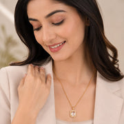 Gold Plated Octagon Stone Pendant with chain