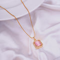 Gold Plated Octagon Stone Pendant with chain