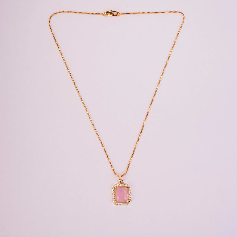 Gold Plated Octagon Stone Pendant with chain