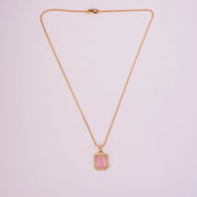 Gold Plated Octagon Stone Pendant with chain
