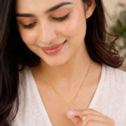 Gold Plated Octagon Stone Pendant with chain