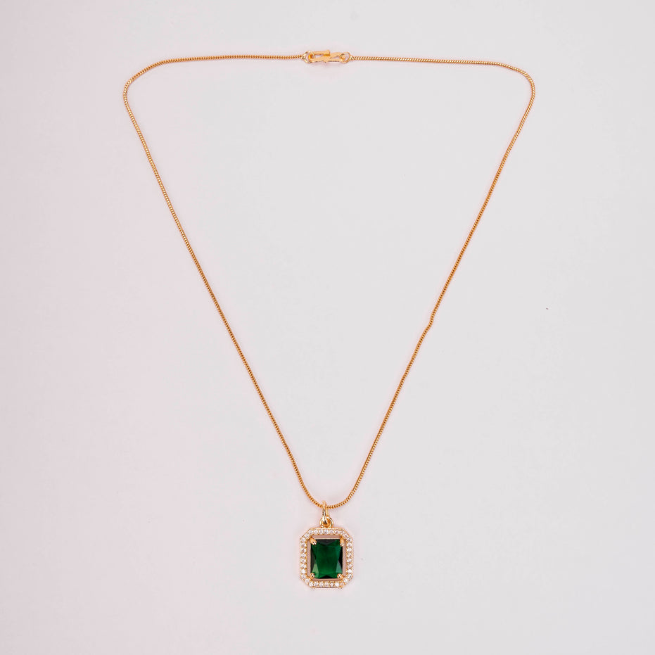 Gold Plated Octagon Stone Pendant with chain