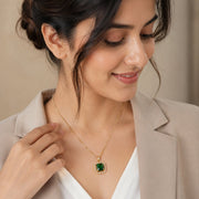 Gold Plated Octagon Stone Pendant with chain