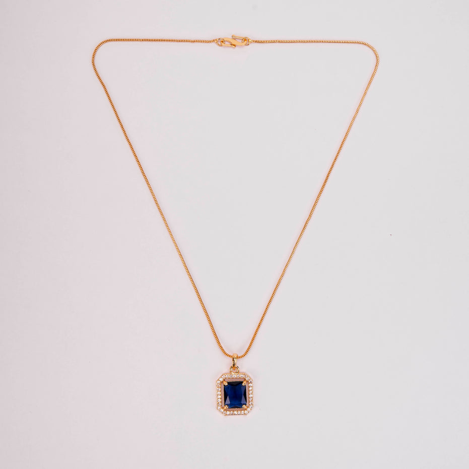 Gold Plated Octagon Stone Pendant with chain