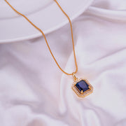 Gold Plated Octagon Stone Pendant with chain