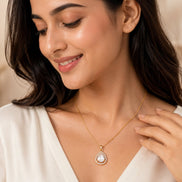 Oval Shape Gold Plated Pendant with chain
