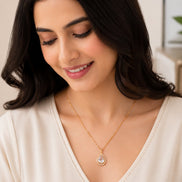 Oval Shape Gold Plated Pendant with chain