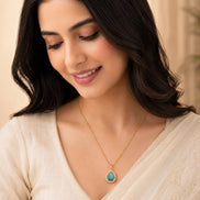 Oval Shape Gold‑Plated Pendant with chain