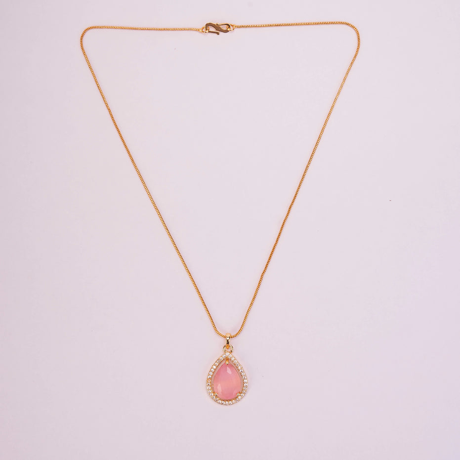 Oval Shape Gold Plated Pendant with chain