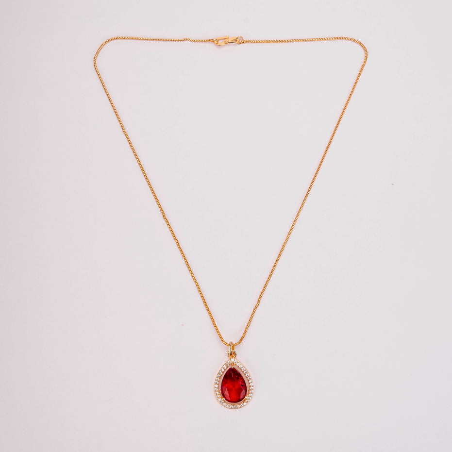 Oval Shape Gold Plated Pendant with chain