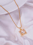 Square Halo Design Gold Plated Pendant with chain