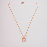 Square Halo Design Gold Plated Pendant with chain