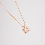 Square Halo Design Gold Plated Pendant with chain