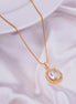 Oval Halo Design Gold Plated Pendant with chain