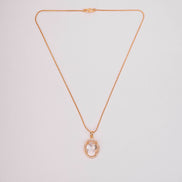 Oval Halo Design Gold Plated Pendant with chain