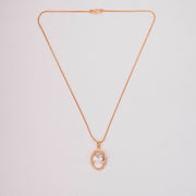 Oval Halo Design Gold Plated Pendant with chain