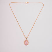 Oval Halo Design Gold Plated Pendant with chain