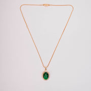 Oval Halo Design Gold Plated Pendant with chain
