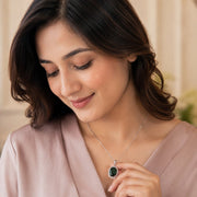Oval Halo Design Gold Plated Pendant with chain