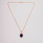 Oval Halo Design Gold Plated Pendant with chain