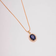 Oval Halo Design Gold Plated Pendant with chain