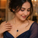 Oval Halo Design Gold Plated Pendant with chain