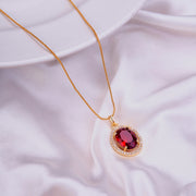 Oval Halo Design Gold Plated Pendant with chain