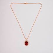 Oval Halo Design Gold Plated Pendant with chain