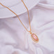 Elongated Oval Halo Design Gold Plated Pendant with chain