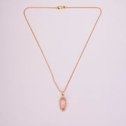 Elongated Oval Halo Design Gold Plated Pendant with chain