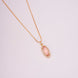 Elongated Oval Halo Design Gold Plated Pendant with chain