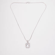 Rhodium Plated Octagon Stone Pendant with chain