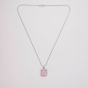 Rhodium Plated Octagon Stone Pendant with chain