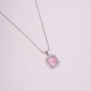 Rhodium Plated Octagon Stone Pendant with chain