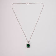 Rhodium Plated Octagon Stone Pendant with chain