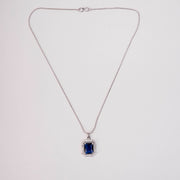 Rhodium Plated Octagon Stone Pendant with chain
