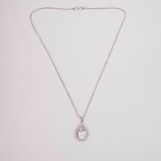 Oval Shape Rhodium Plated Pendant with chain