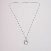 Oval Shape Rhodium Plated Pendant with chain