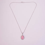 Oval Shape Rhodium Plated Pendant with chain