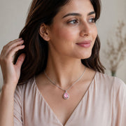 Oval Shape Rhodium Plated Pendant with chain