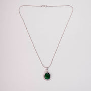 Oval Shape Rhodium Plated Pendant with chain