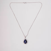 Oval Shape Rhodium Plated Pendant with chain