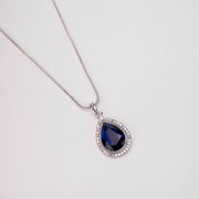 Oval Shape Rhodium Plated Pendant with chain