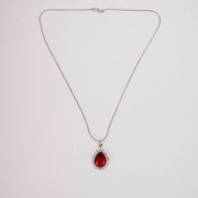 Oval Shape Rhodium Plated Pendant with chain