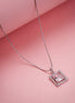 Square Halo Design Rhodium Plated Pendant with chain