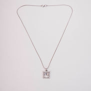 Square Halo Design Rhodium Plated Pendant with chain
