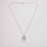 Square Halo Design Rhodium Plated Pendant with chain