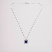 Square Halo Design Rhodium Plated Pendant with chain