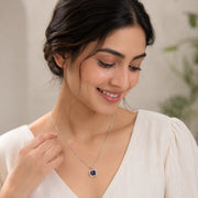 Square Halo Design Rhodium Plated Pendant with chain
