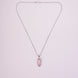 Elongated Oval Halo Design Rhodium Plated Pendant with chain